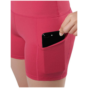 Shorts de sport pour femme taille haute, couleur unie, avec taille élastique, poche téléphone, compression sexy, effet froncé aux fesses, sans couture, pour fitness et yoga - Product Image 3
