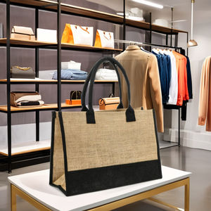 Luxury shopping <b>bag</b> with custom logo designed from jute material 100% eco friendly shop <b>bags</b> - Product Image 1