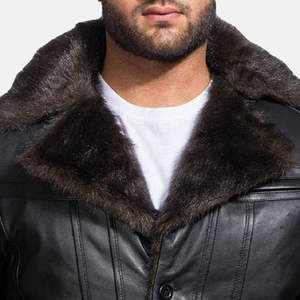 Veste de moto en cuir véritable pour homme avec doublure en fourrure, fermeture éclair, coupe classique, coupe-vent pour l'hiver, style motard - Product Image 3