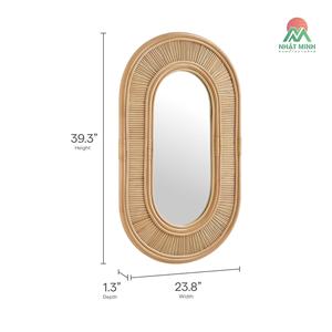 Espejo de pared ovalado hecho de ratán de color natural. Diseño suave y elegante. Espejo de tocador para baño. - Product Image 6