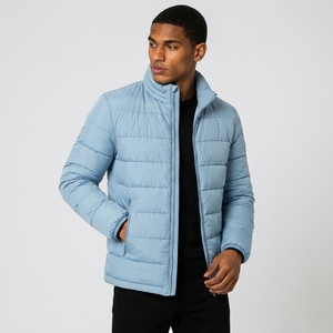 Premium Insulated <b>Canvas</b> Quick Dry Winter Men's High Street Puffer <b>Jacket</b> with Stand Collar Front Logo Ready Stock OEM Service - Product Image 3