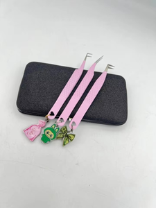 Pince à épiler professionnelle de haute qualité en acier inoxydable classique pour extensions de cils, anti-magnétique, pointe lisse - Product Image 1