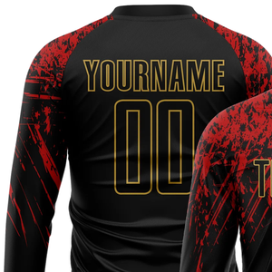 ชุดเสื้อฟุตบอลแขนยาวสีดำ ดำ ทองแดง แดง สำหรับผู้ชาย แบบระบายอากาศได้ดี เหมาะสำหรับการฝึกซ้อมและการแข่งขัน - Product Image 3