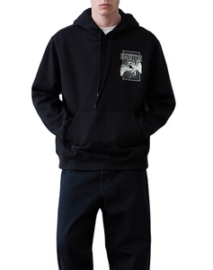 Vêtements d'hiver pour hommes pull à capuche sweat boucle de coton tricot respirant manches longues coupe ample épaule tombante imprimé personnalisé - Product Image 2