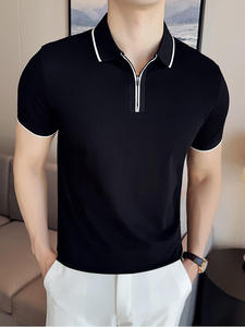 เสื้อโปโลแขนสั้นถักสำหรับผู้ชายแบบสั่งทำพิเศษจาก MRI สีพื้น ดีไซน์ซิป ¼  ระบายอากาศได้ดี ทรงปกติ ผลิตจากโพลีเอสเตอร์ - Product Image 1