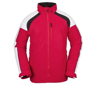 Men's Red Soft Shell <b>Jacket</b> Windproof Zip Fly Stand Collar Color Blocked Outdoor Wear Regular Fit - Product Image 1