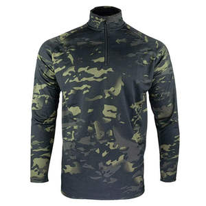 Chemise de performance tactique pour homme à séchage rapide, camouflage, col zippé 1/4, manches longues, respirante, anti-humidité, pour activités de plein air - Product Image 2