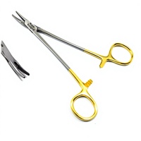 Pince à aiguille médicale dentaire chirurgicale droite et courbée en acier inoxydable de 18 cm, certifiée CE ISO, type Heaney