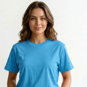 T-shirt pour femme 100% coton, uni, décontracté, col rond, doux, vente en gros - Product Image 1