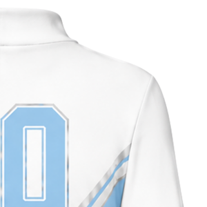 Light Blue White Sublimated Cheer <b>Long</b> Sleeve Uniform Set Pleated <b>Skirt</b> Team Sportswear Athletic Training Practice Performance - Product Image 4