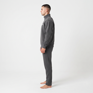 Ensemble de survêtement tendance pour homme, personnalisé, demi-zip, coupe ample, en coton - Product Image 2