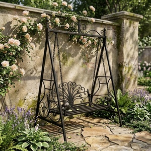 <b>Hand</b>-Forged Hot-Dip Galvanized Wrought Iron Victorian Garden Swing Heavy Duty 2 Seater Outdoor Patio Swing <b>Chair</b> Non-Waterproof - Product Image 3