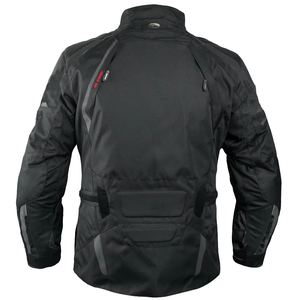 Blouson de moto pour homme noir, rouge et blanc, coupe-vent, style motard, col montant, fermeture éclair, coupe droite - Product Image 6