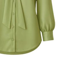 Chemisier décontracté vert à nœud pour femme, haut à manches longues et col à nœud, idéal pour l'été, le bureau ou les tenues de sororité grecque, chemise élégante en mousseline de soie