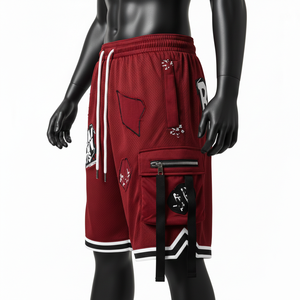 Pantalones cortos de baloncesto para hombre, de alta calidad, tela de poliéster de malla transpirable, estilo panelado, con logo personalizado, pantalones cortos de baloncesto para entrenamiento. - Product Image 3