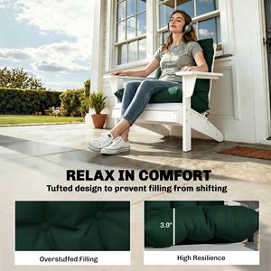 Set di 2 Cuscini per Sedia da Patio con Schienale Alto Trapuntato Verde Scuro, Cuscini per Adirondack da Esterno - Product Image 4