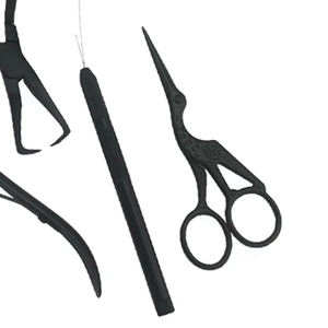 <b>Hair</b> <b>Extension</b> Plier Kit with Hook and Scissor Stainless Steel Professional Salon <b>Micro</b> <b>Ring</b> Bead Clamp Styling Tool Set - Product Image 2