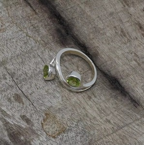 Genuine <b>Peridot</b> Two Stone <b>Ring</b> Handmade in 925 Sterling Silver Elegant Green Gemstone Jewelry for Women Solid Silver <b>Ring</b> - Product Image 4