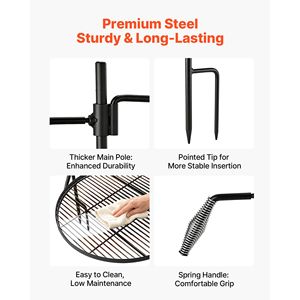 Heavy Duty Swivel Campfire Grill 24.4"-Portable Folding Steel <b>BBQ</b> <b>Grate</b> 360 Height Adjustable - Product Image 3