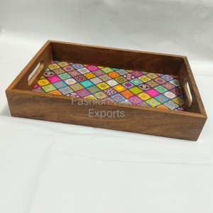 Bandeja de Servir Multifuncional de Madera Estilo Art Deco, Bandeja Decorativa Colorida para Mesa de Centro, Decoración Étnica Hecha a Mano, Regalo Único para el Hogar - Product Image 2