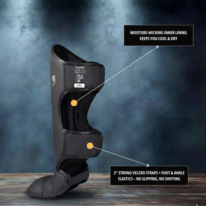 Protège-tibias professionnels en cuir PU pour MMA, Kickboxing, Muay Thai, avec rembourrage multicouche et sangle réglable pour adulte - Product Image 4