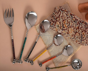 Top vente 6 pièces grande cuillère et fourchette ensemble pour servir de la nourriture mariage restaurant et hôtel - Product Image 3