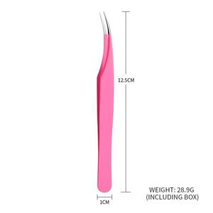 Precision Stainless Steel Eyelash Tweezers Pink Smooth Tip Beauty Tool Series Packaging - Product Image 3