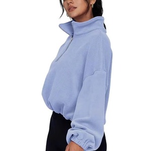 Sudadera extragrande personalizada para mujer con media cremallera, manga larga, informal de invierno, con cuello alto frontal - Product Image 6