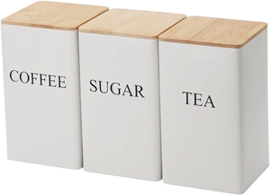 3-Piece Matte Black Tea Coffee Sugar Storage <b>Canister</b> <b>Set</b> with Wooden Lids Airtight Kitchen Storage Jars – Tea, Coffee & Sugar S - Product Image 3