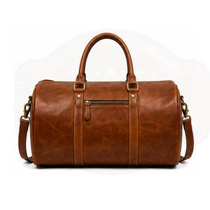 Bolsa de Viaje de Cuero Genuino Marrón Premium para Hombre - Bolsa de Gimnasio de Gran Capacidad para Fin de Semana - Product Image 1