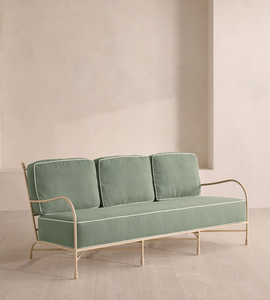 Sofá de <span class=keywords><strong>Exterior</strong></span> de <span class=keywords><strong>Aluminio</strong></span> con Brazos Curvos Modernos FERLY, Sofá de Patio de Tres Plazas con Cojines Tapizados - Product Image 2