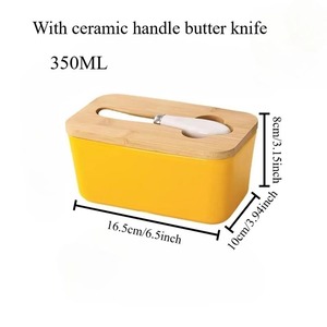 Modern Style Butter Dish With Wooden Lid Ceramic Handle Knife Elegant Butter <b>Storage</b> <b>Box</b> For Kitchen Dining Use From India - Product Image 2