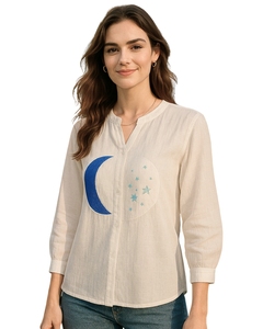 เสื้อเชิ้ตผู้หญิง Maaesa ผ้าฝ้าย 100% แขนยาว ปกติดกระดุม สวมใส่สบาย ซักได้ เหมาะสำหรับใส่ทำงาน ฤดูใบไม้ผลิ/ฤดูร้อน ทรงปกติ - Product Image 1
