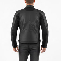 Jaket Motor Anti Air untuk Pria dengan Kerah Tegak Kulit Sapi Logo Depan Kain Tahan Angin Lapisan Dalam Bernapas