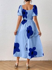 Vestido de Verano para Mujer, Estilo Boho, Cuello Cuadrado, Vestido Largo, Manga Abullonada, Estampado Floral, Línea A, Maxi - Product Image 2