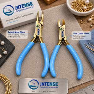 Professional 2 Piece Jewelry Making <b>Pliers</b> <b>Set</b> Round Nose <b>Plier</b> Side Cutter <b>Plier</b> Blue Handle Precision Hand Tools For Wire - Product Image 4