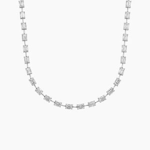 Collar de tenis de oro blanco de 18 quilates con diamantes de corte esmeralda cultivados en laboratorio |   Cadena de Regalo con Diamantes Roy de Lujo para Mujer |   Elegante y Contemporáneo - Product Image 2