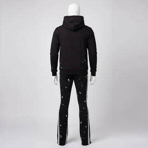 Conjunto Deportivo Personalizado Estilo Vintage, 100% Poliéster, Pantalones Deportivos Ligeros con Corte Acampanado, Sudadera con Capucha Unisex a Cuadros y Pantalones Jogger para Hombre - Product Image 3