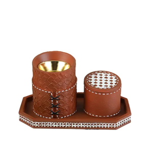 ArabianCraft Bakhoor Burner Set Premium Handmade Wood & Leather <b>Incense</b> <b>Holder</b> with Serving Tray for Oud, Bakhoor & Luxury - Product Image 6