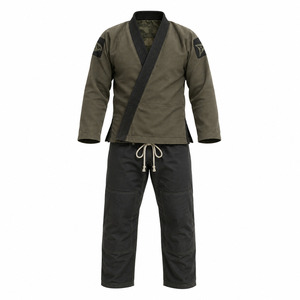 Dravelle Industry Men's BJJ Kimono Olive Green Black Pants 100% Cotton Durable Regular Fit Adult Martial <b>Arts</b> Wear Kit - Product Image 2