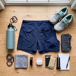 Shorts Deportivos para Mujer, Color Gris Jaspeado, Cintura Alta, Secado Rápido, Cintura Elástica con Cordón, Abertura Lateral, para Entrenamiento Informal - Product Image 3