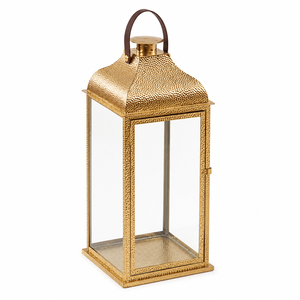 High Quality Vintage Obelisk Glass Candle Holder Elegant Antique <b>Brass</b> Finish Metal <b>Lantern</b> for Ramadan Festival Garden & Patio - Product Image 6