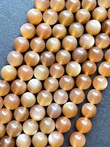 ลูกปัดมูนสโตนสีน้ำตาลธรรมชาติทรงกลม สวยงาม ระยิบระยับ คุณภาพสูง - Product Image 2