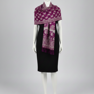 Pashmina Larga de Viscosa Duradera Hecha a Mano AHE al por Mayor |   Chal de Invierno con Diseño Floral Paisley y Tacto de Cachemira - Product Image 4