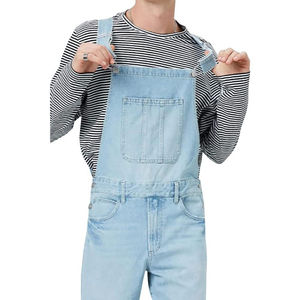 Mono vaquero de moda para hombre, corte holgado, talla grande, estilo vintage hip-hop, recto, de mezclilla de color, con peto, para verano, Diamond - Product Image 2