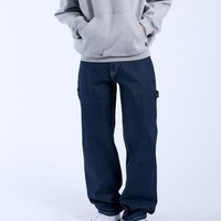 Jean en denim stretch délavé coupe ample pour homme, style hip-hop, en coton épais et respirant, pantalon décontracté moderne, vente en gros, usine de vêtements