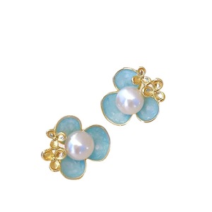 ต่างหูมุกน้ำจืดทรงคลาสสิกสีฟ้าฝรั่งเศส ขนาด 4-5 มม. รูปทรงขนมปัง - Product Image 4