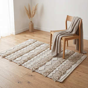Multi Fringed <b>Boho</b> Tufted Pompom Area <b>Rug</b> Eco-Friendly Low Pile Bohemian Living Area Bedroom Lounge Decor <b>Boho</b> <b>Rugs</b> - Product Image 2