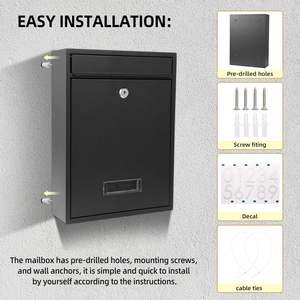 Boîte aux lettres moderne en métal robuste pour entrées de bureaux avec application de fixation murale, antirouille et durable, taille et couleur personnalisables - Product Image 5