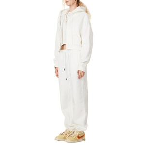 2026ชุดวอร์มผ้าคอตตอน100% มีฮู้ดผ้าฟลีซโอเวอร์ไซส์พร้อมเสื้อครอปท็อปฤดูใบไม้ร่วงฤดูหนาว - Product Image 4